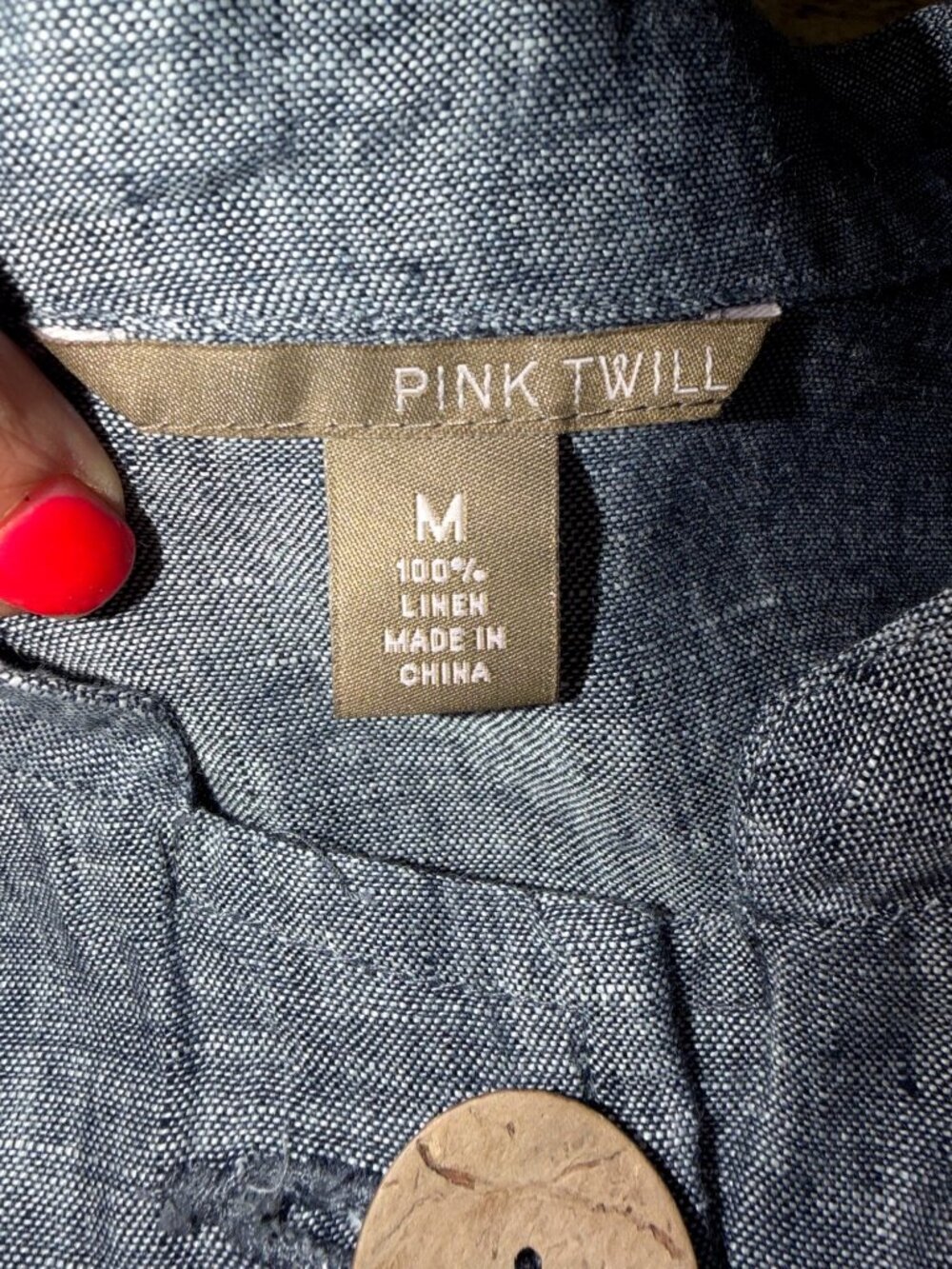 Pink Twill 100% Linen Women M Cardigan Jacket Top Sustainable Button Front Gray - Picture 8 of 11